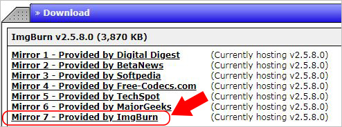 ImgBurnをダウンロード